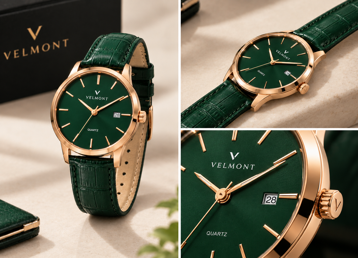 VELMONT Classic Black & Rose Gold Watch